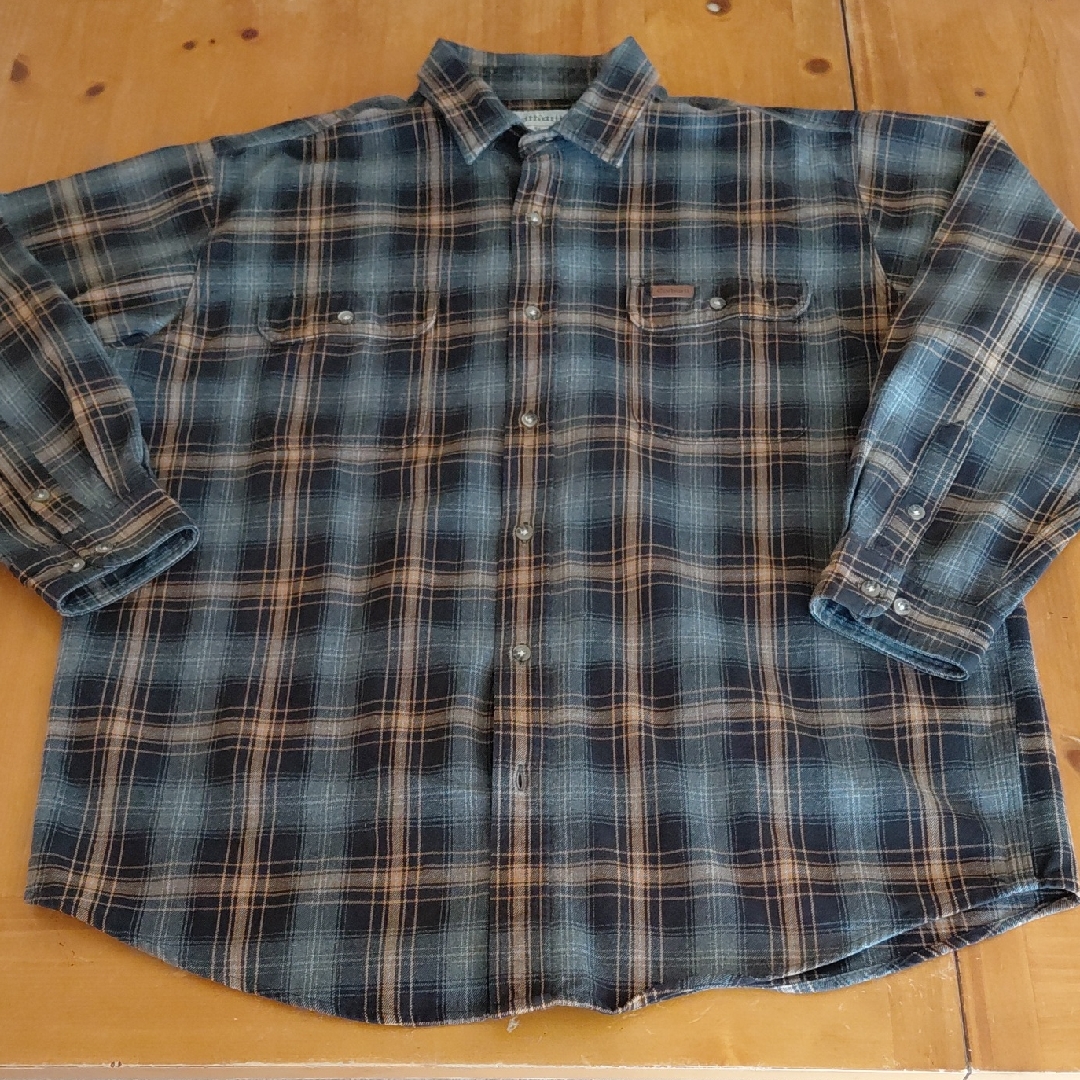 Carhartt Men's Blue Plaid Heavyweight Button Down Xl